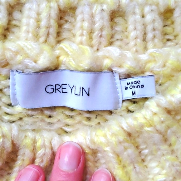 Greylin yellow knit sweater puffy sleeves - Picture 7 of 14